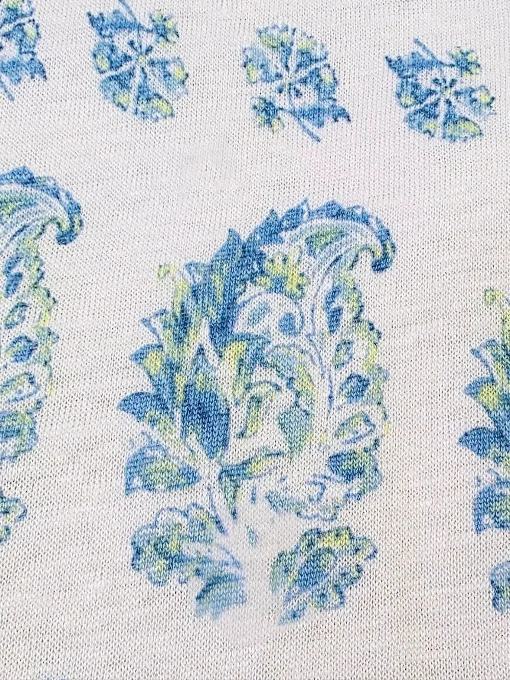 J. Jill Love Linen Blue & Green Paisley Linen Keyhole Detail Top Size XL NWOT